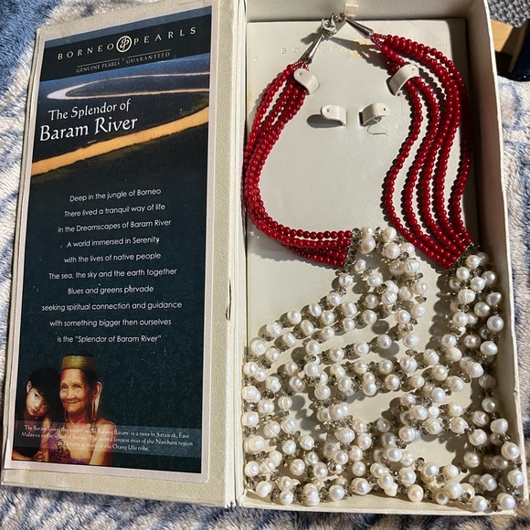 Freshwater Pearl & Austrian Crystal beaded dangle necklace - Picture 3 of 6